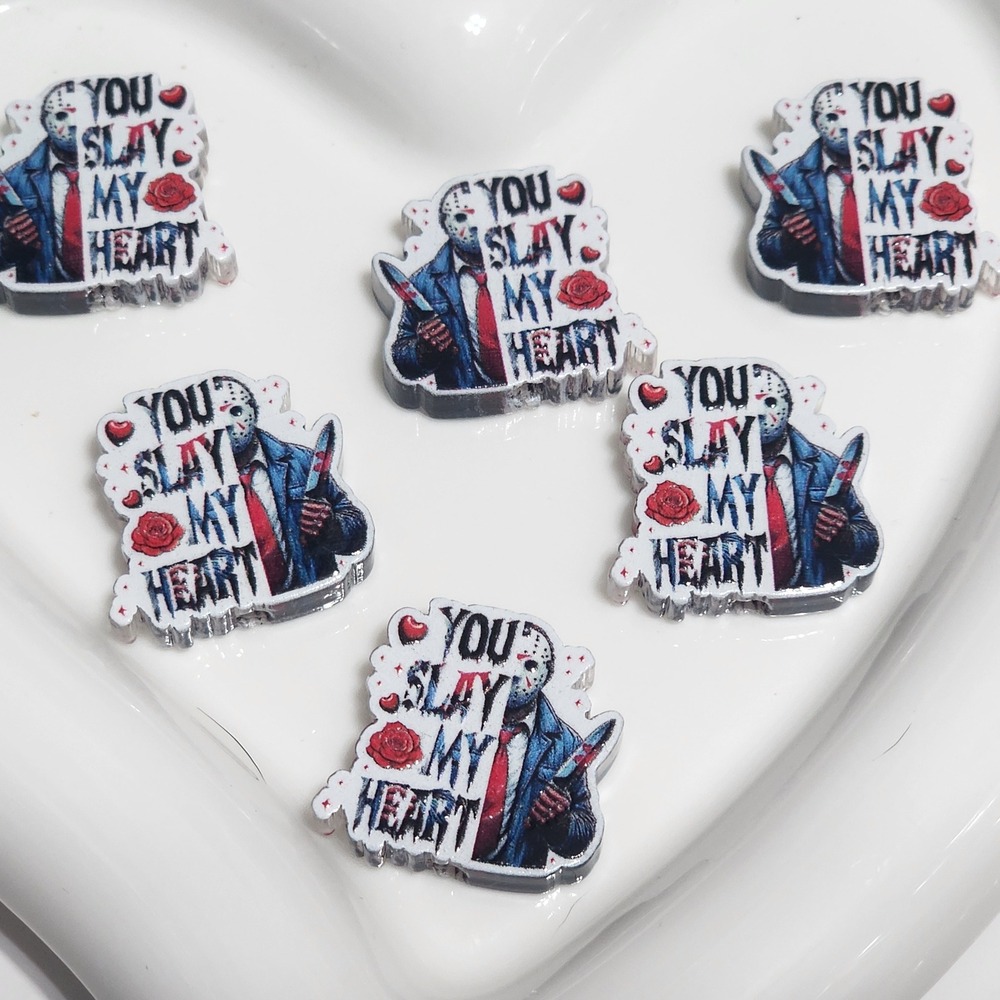 Horror You Slay My Heart 2 Pcs Focal Beads Beaded Pen Halloween Acrylic